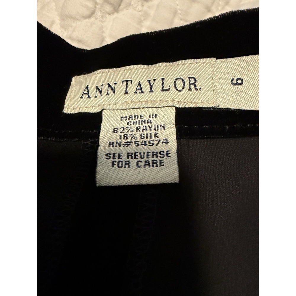 Vintage Silk Black Velvet Ann Taylor Straight Wide Leg Pants Corporate Office - Picture 4 of 6